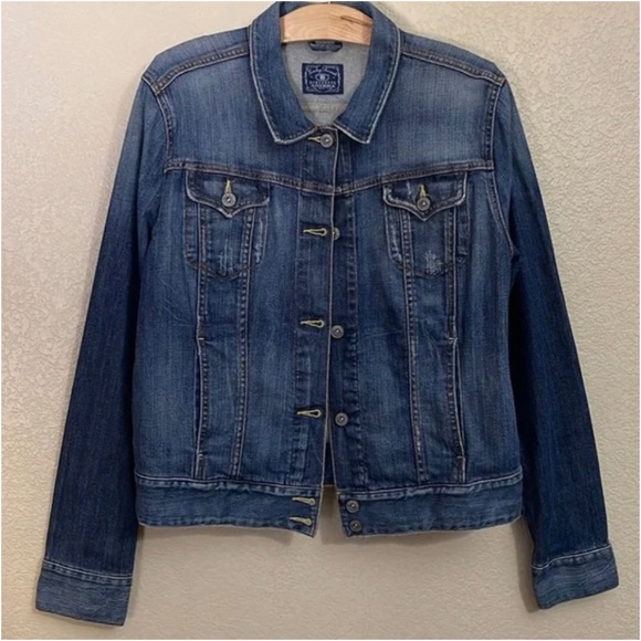 Lucky Brand Blue Denim Jean Jacket Stretch • Size L Dark Wash - Picture 1 of 7